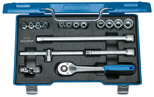 30GMU-10 Dopsleutelset 3/8" 17-dlg 6-kant 6-19mm