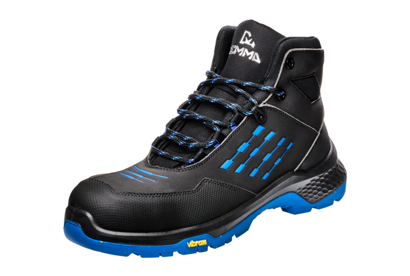 Emma veiligheidsschoenen S3S pu/vibram hoog zwart/blauw