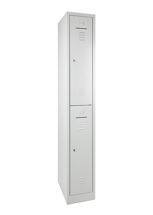Garderobekast 1-kolom 2-lockers 195x30x50cm grijs 2 deurs