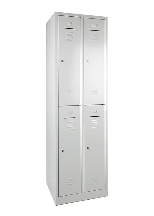 Garderobekast 2-kolom 2-lockers 195x60x50cm grijs 4 deurs