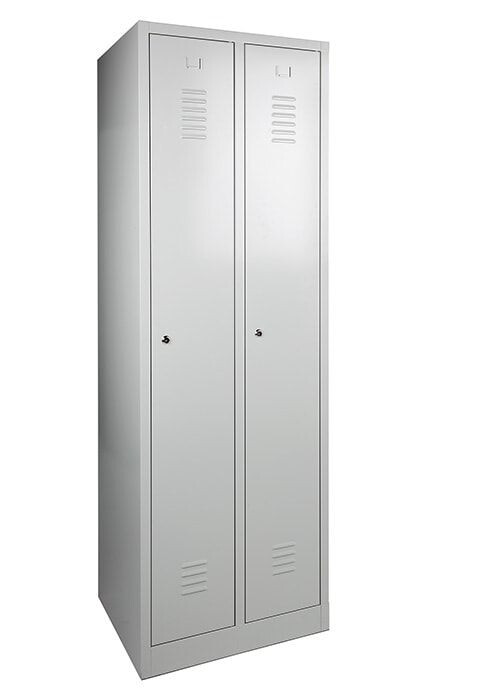 Garderobekast 2-kolom 1-lockers 180x60x50cm grijs 2 deurs