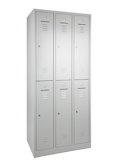 Garderobekast 3-kolom 2-lockers 180x90x50cm grijs 6 deurs